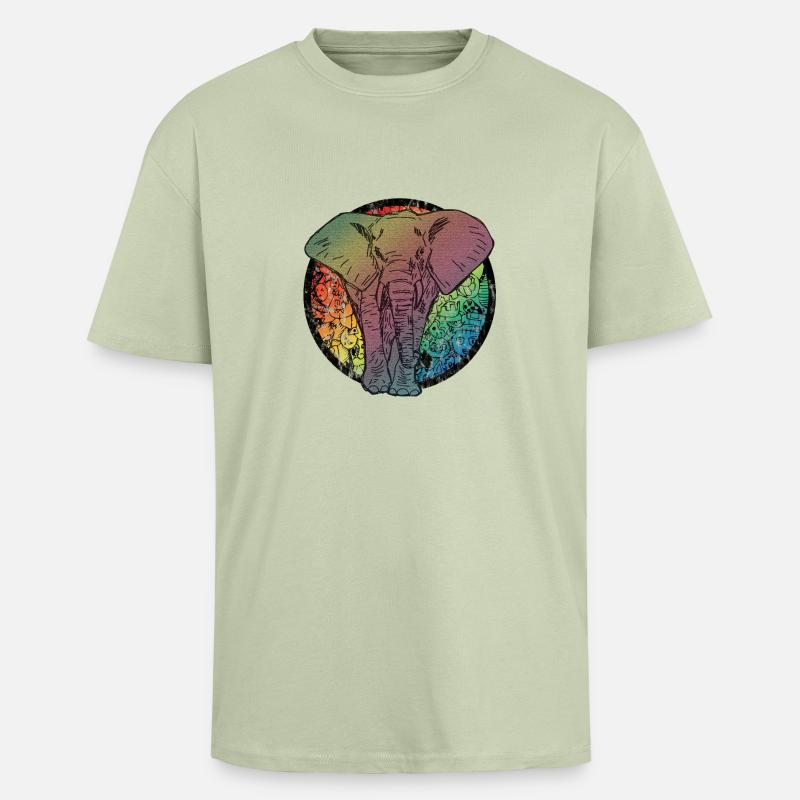 Elefant Comic - Oversized Heavyweight Unisex T-Shirt - Leichtes Salbeigrün 