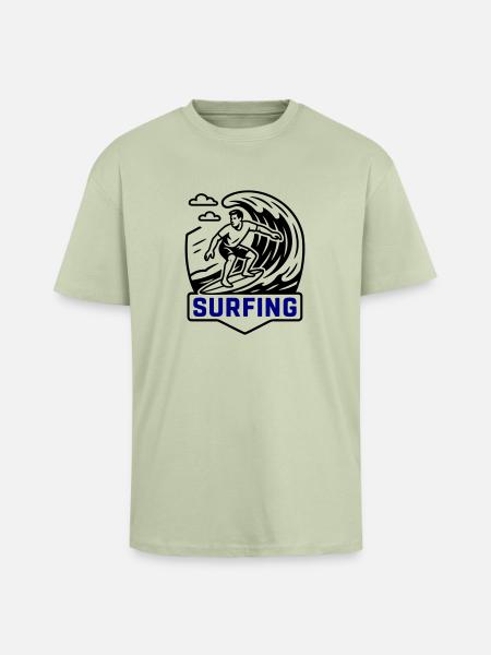 Surfing Symbol Surfer - Unisex Oversized Heavyweight T-shirt - soft salvia