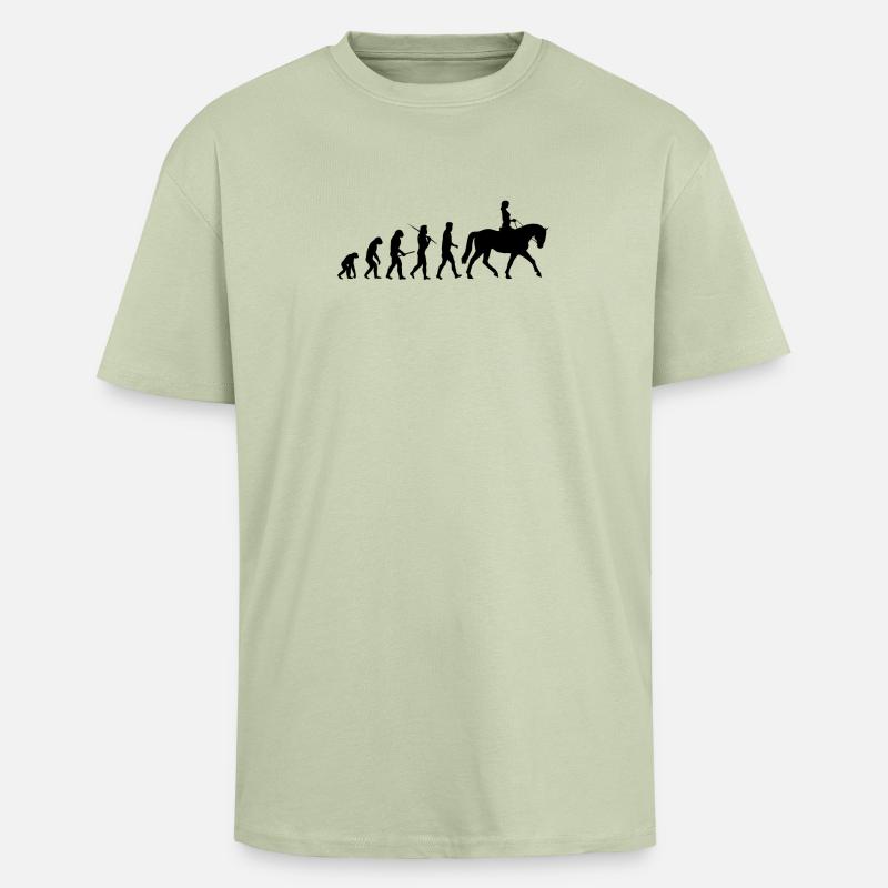 Evolution riding, equestrian gift - Unisex Oversized Heavyweight T-shirt - soft salvia 