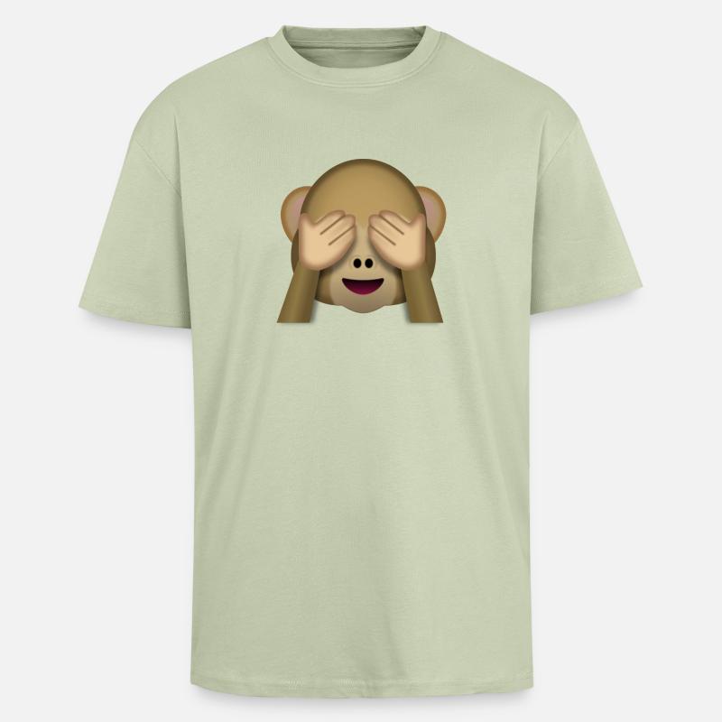 Monkey Face Emoi - Unisex Oversized Heavyweight T-shirt - soft salvia 