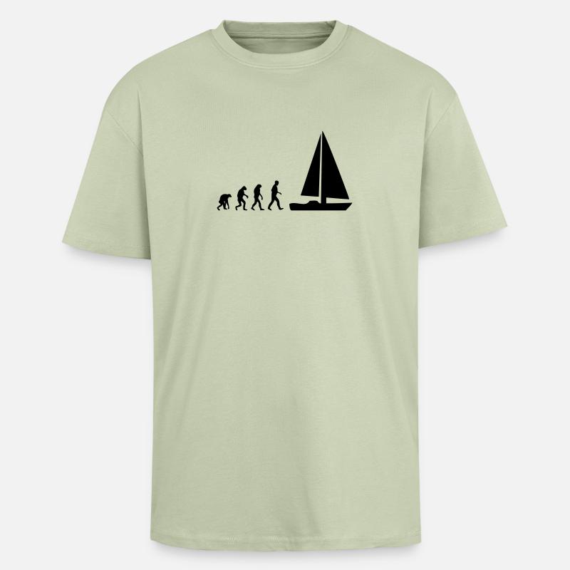 sailing evolution - Unisex Oversized Heavyweight T-shirt - soft salvia 