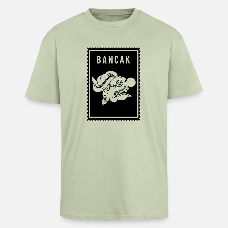 Bancak - Wayang - Oversized Heavyweight Unisex T-Shirt - Leichtes Salbeigrün 