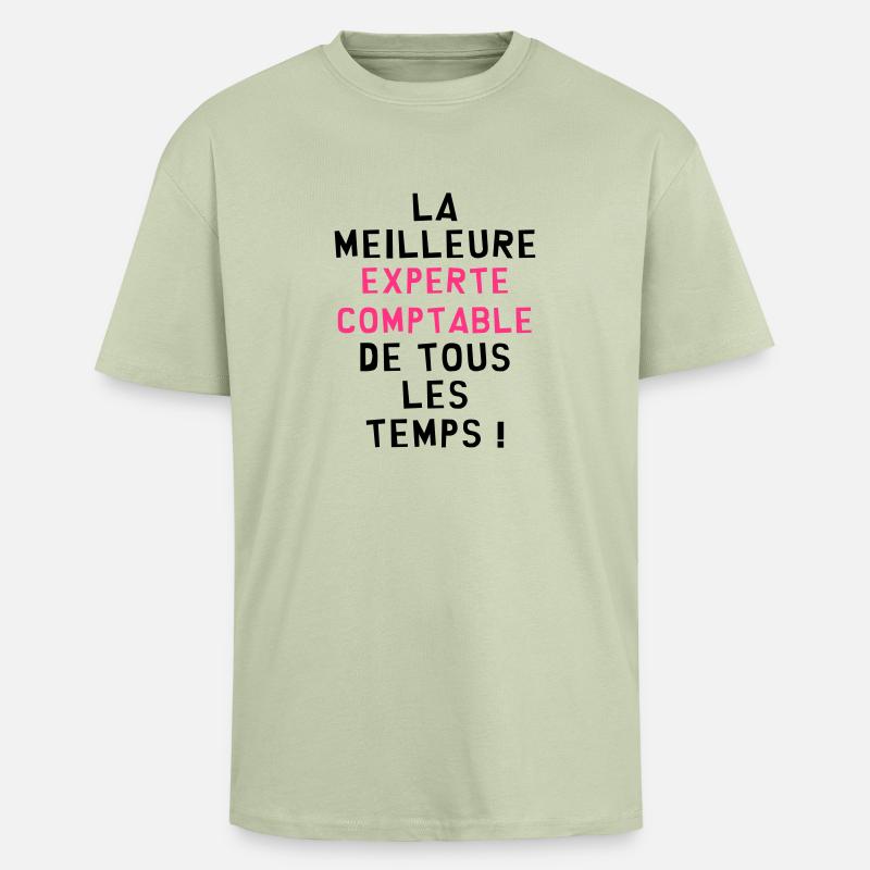 Expert Comptable / Comptabilité / Comptable / - T-shirt unisexe oversize épais - vert sauge léger 