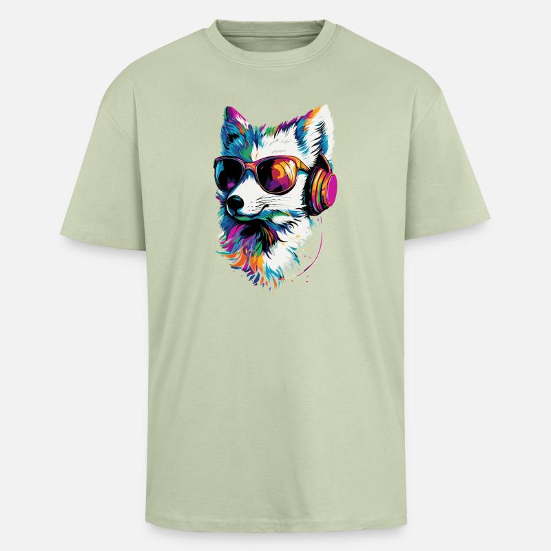 Polarfuchs Schneefuchs Eisfuchs Süßer Weißer Fuchs - Oversized Heavyweight Unisex T-Shirt - Leichtes Salbeigrün 