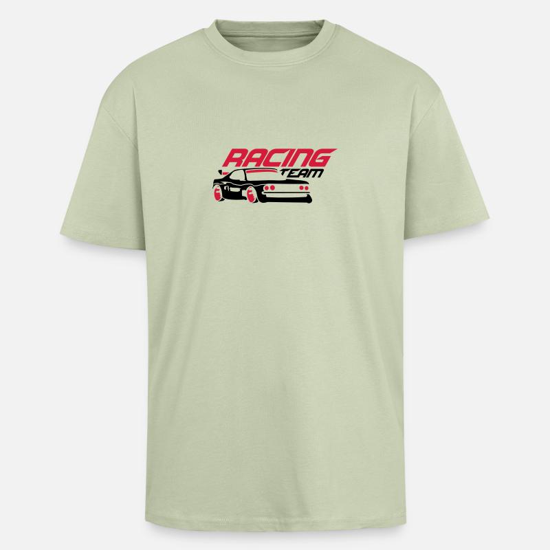 Voiture de l'équipe de course - T-shirt unisexe oversize épais - vert sauge léger