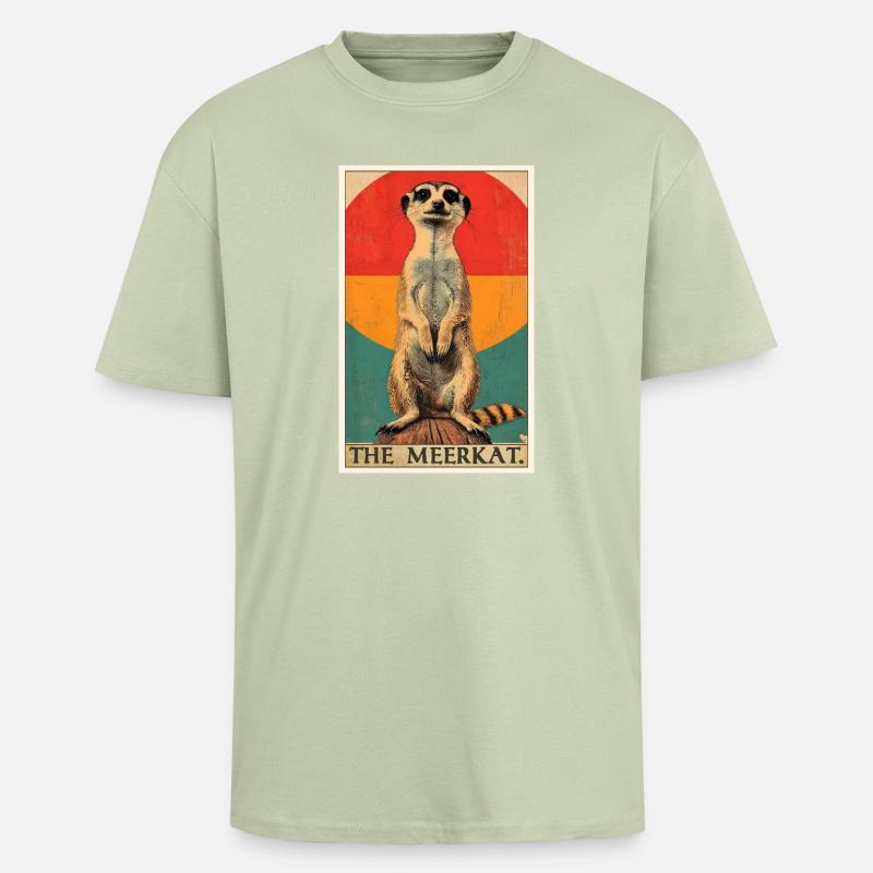 Suricate Erdmännchen - T-shirt unisexe oversize épais - vert sauge léger 