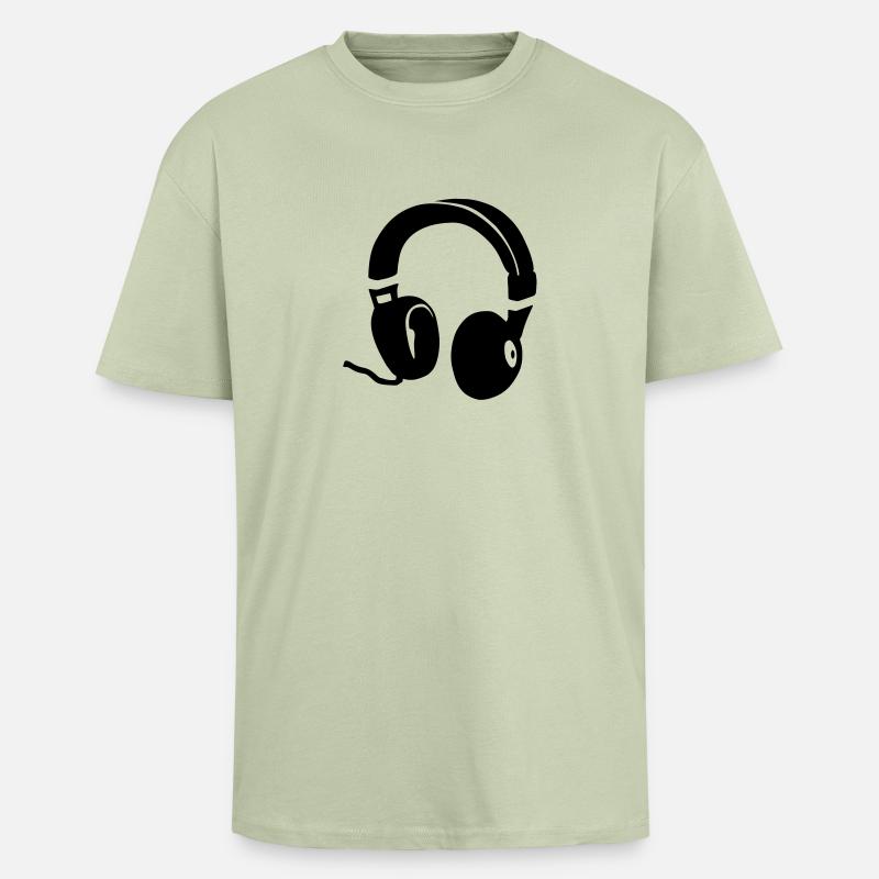 Kopfhörer - Oversized Heavyweight Unisex T-Shirt - Leichtes Salbeigrün 