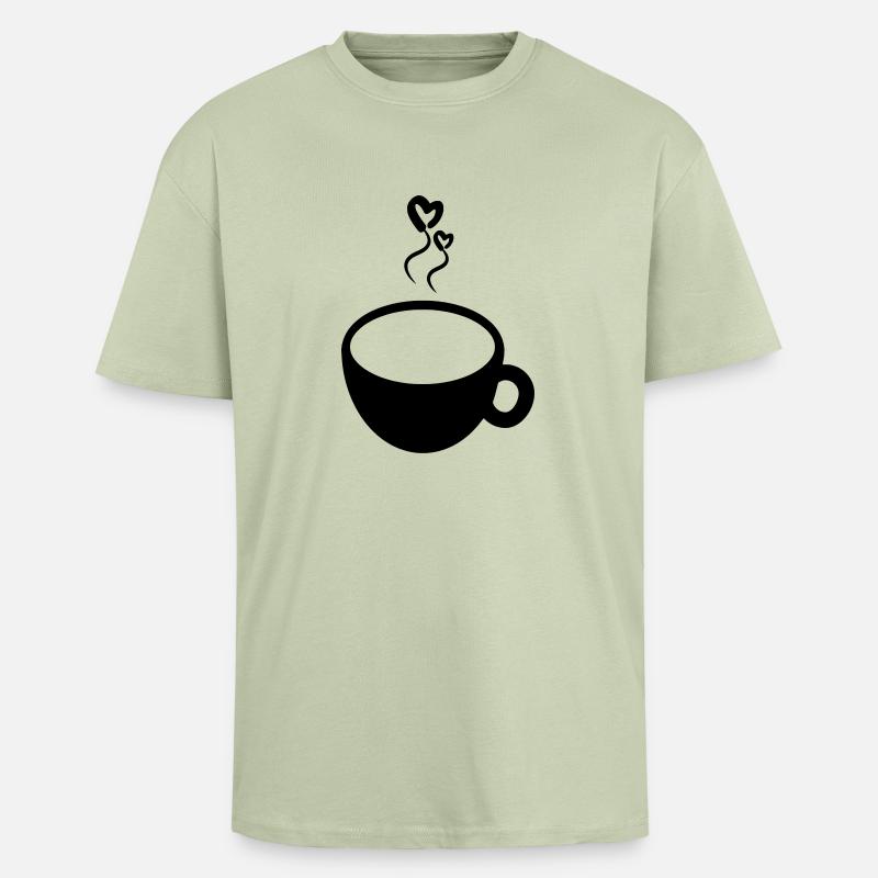Kaffeetasse - Oversized Heavyweight Unisex T-Shirt - Leichtes Salbeigrün 