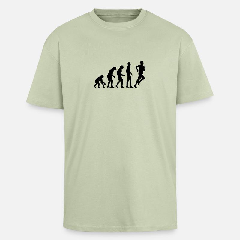 Human Evolution jogging - Unisex Oversized Heavyweight T-shirt - soft salvia 