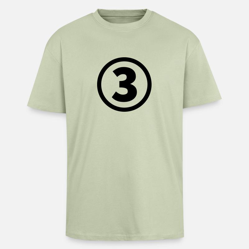 number three numéro trois - T-shirt unisexe oversize épais - vert sauge léger 