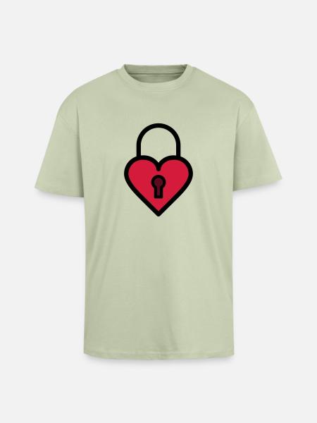 Padlock, love lock - Unisex Oversized Heavyweight T-shirt - soft salvia