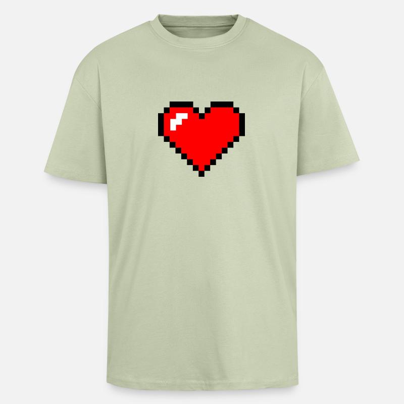 herzpixel - Oversized Heavyweight Unisex T-Shirt - Leichtes Salbeigrün