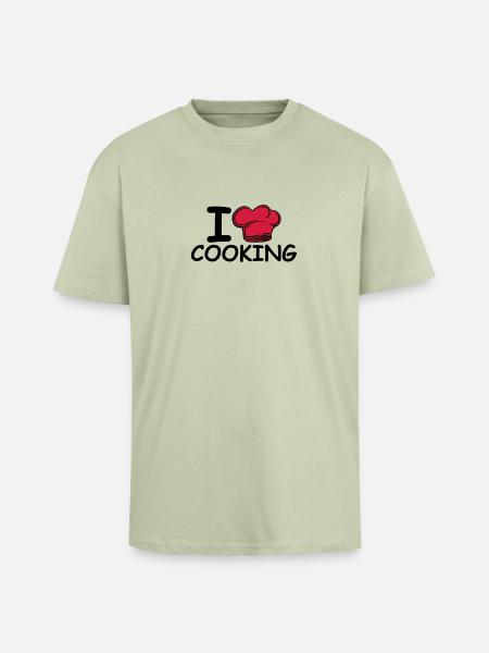 Chef exécutif toque j'aime Liebe - T-shirt unisexe oversize épais - vert sauge léger 