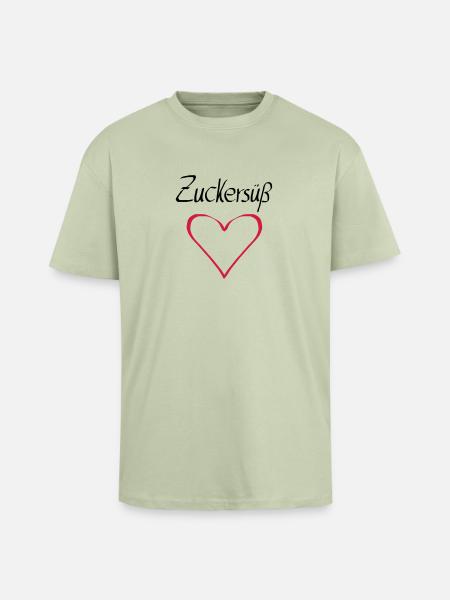 zuckersuess herz - Oversized Heavyweight Unisex T-Shirt - Leichtes Salbeigrün