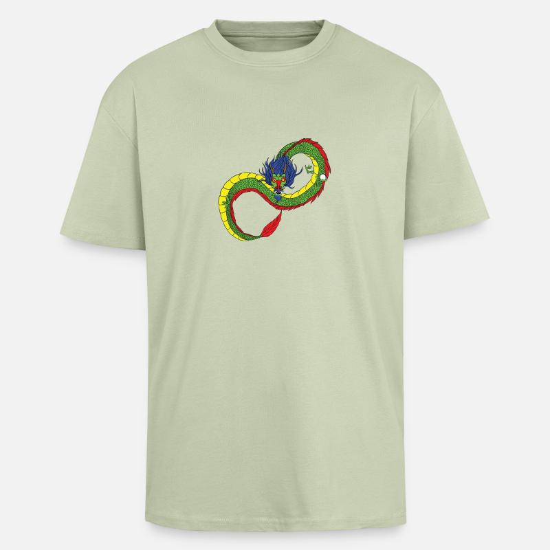 Drachen - Unendlichkeit - chinesischer Drache - Oversized Heavyweight Unisex T-Shirt - Leichtes Salbeigrün 