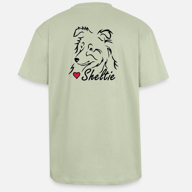 Sheltie ❤ - Oversized Heavyweight Unisex T-Shirt - Leichtes Salbeigrün 