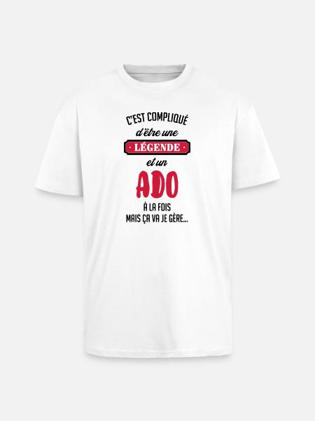 adolescent / enfant / ado / adolescente - T-shirt unisexe oversize épais - blanc