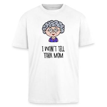 Alte Frau Oma Brille Statement Großmutter Enkel - Oversized Heavyweight Unisex T-Shirt - Weiß - Vorne - Alina (178cm) & Michal (187cm)