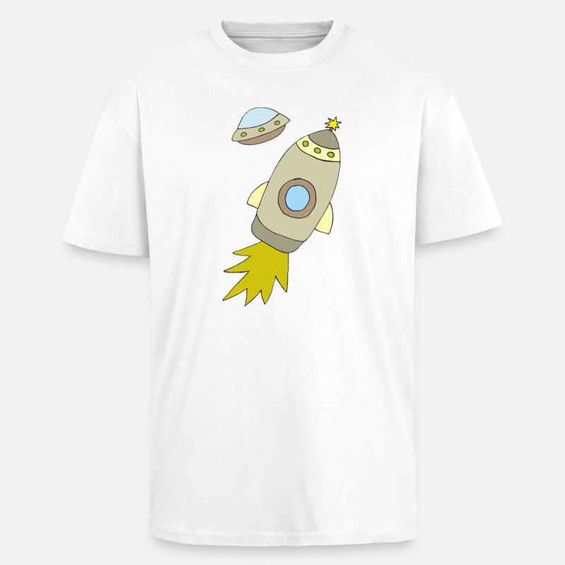 Fusée spatiale à propulsion lumineuse - T-shirt unisexe oversize épais - blanc