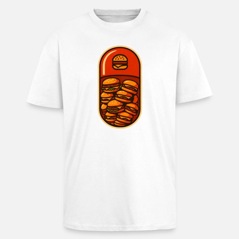 Funny Hamburger Stack Lover Design - Unisex Oversized Heavyweight T-shirt - white