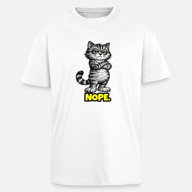 Nope. – Grumpy Katze (Chef Vibes) - T-shirt unisexe oversize épais - blanc