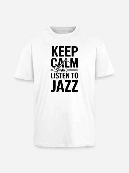 Bleib ruhig und hör Jazz - Oversized Heavyweight Unisex T-Shirt - Weiß