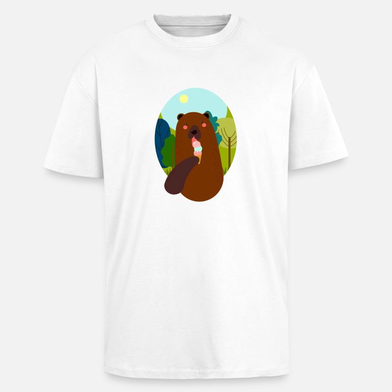 Bär mit Eis - Oversized Heavyweight Unisex T-Shirt - Weiß