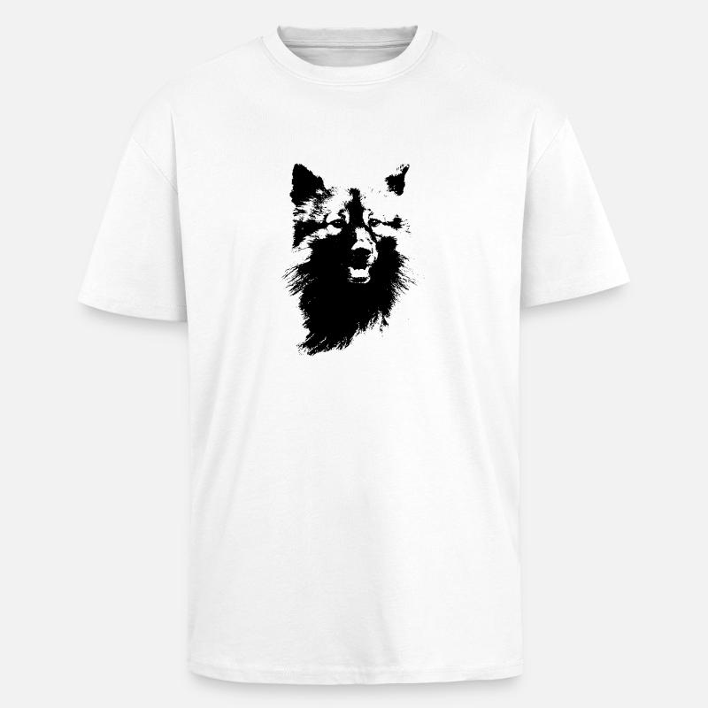 Wolfsspitz Kopf - Oversized Heavyweight Unisex T-Shirt - Weiß