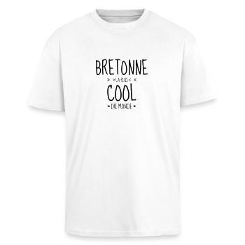 Bretagne / Breton / Bretonne / BZH / Breizh - Oversized Heavyweight Unisex T-Shirt - Weiß - Vorne - Alina (178cm) & Michal (187cm)