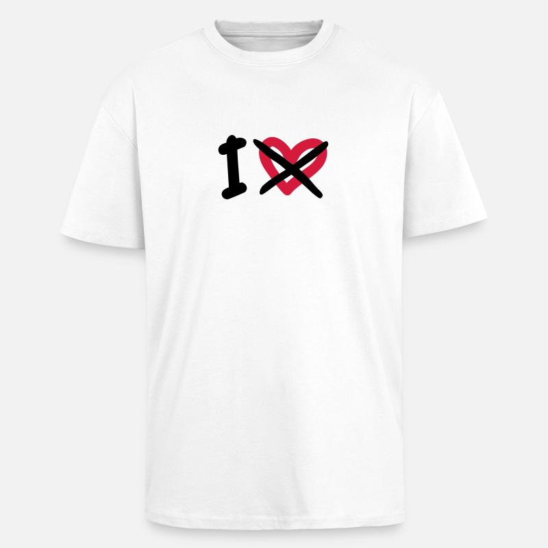 I Hate - Oversized Heavyweight Unisex T-Shirt - Weiß
