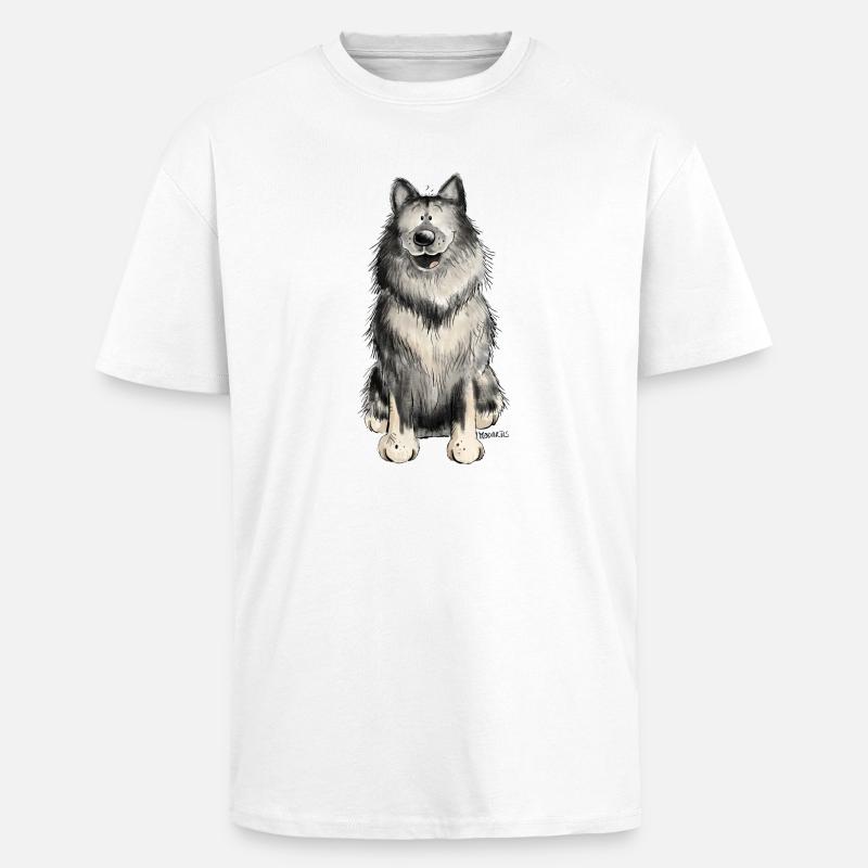 Glücklicher Wolfsspitz I Comic Hund Geschenk - Oversized Heavyweight Unisex T-Shirt - Weiß