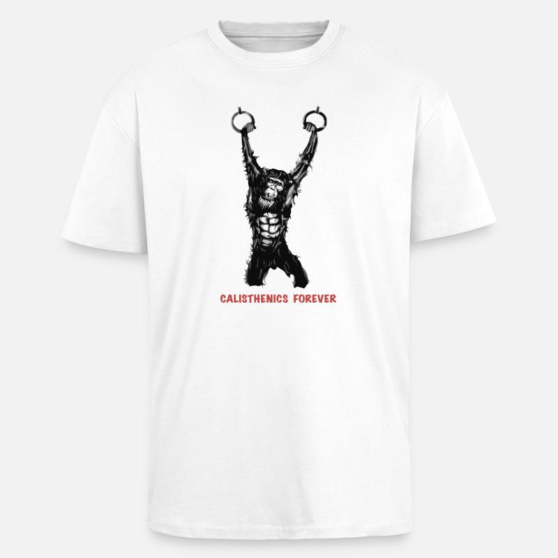 Calisthenics Evolution - Gymnastics Rings - Unisex Oversized Heavyweight T-shirt - white