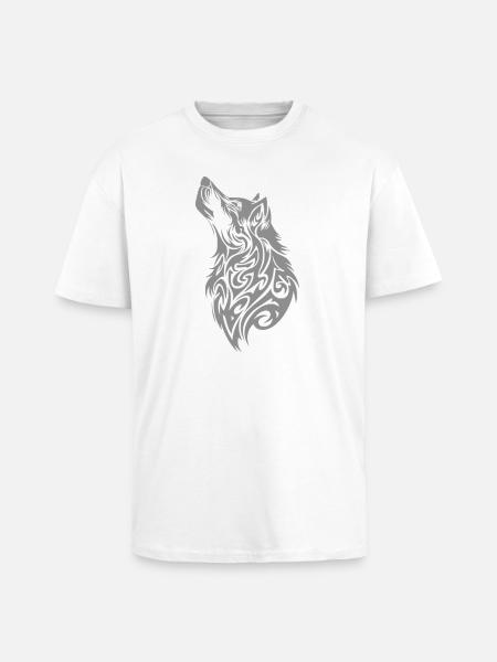 Nordic Wolf Tribal Tattoo - Unisex Oversized Heavyweight T-shirt - white