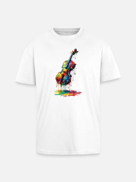 Violin med dryppende maling - Unisex oversized heavyweight t-shirt - hvid