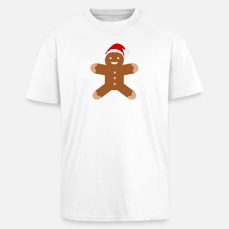 Lebkuchenmann mit Santa-Hut - Oversized Heavyweight Unisex T-Shirt - Weiß