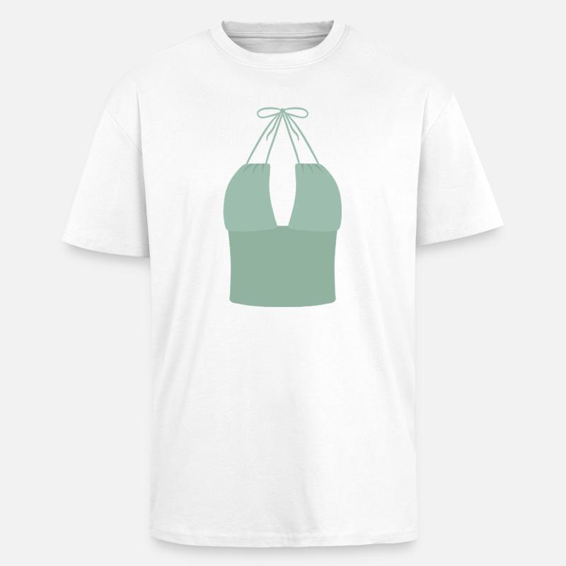 Haut bikini Mint Halter - T-shirt unisexe oversize épais - blanc