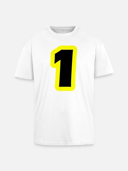 1 Symbole numérique - T-shirt unisexe oversize épais - blanc