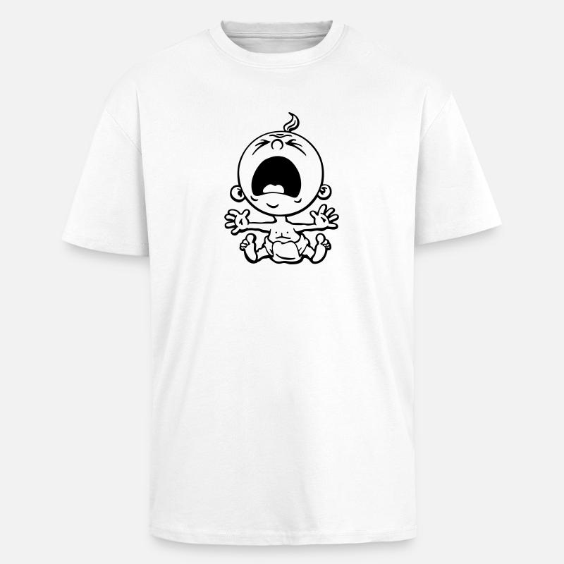 Le bébé pleure. - T-shirt unisexe oversize épais - blanc