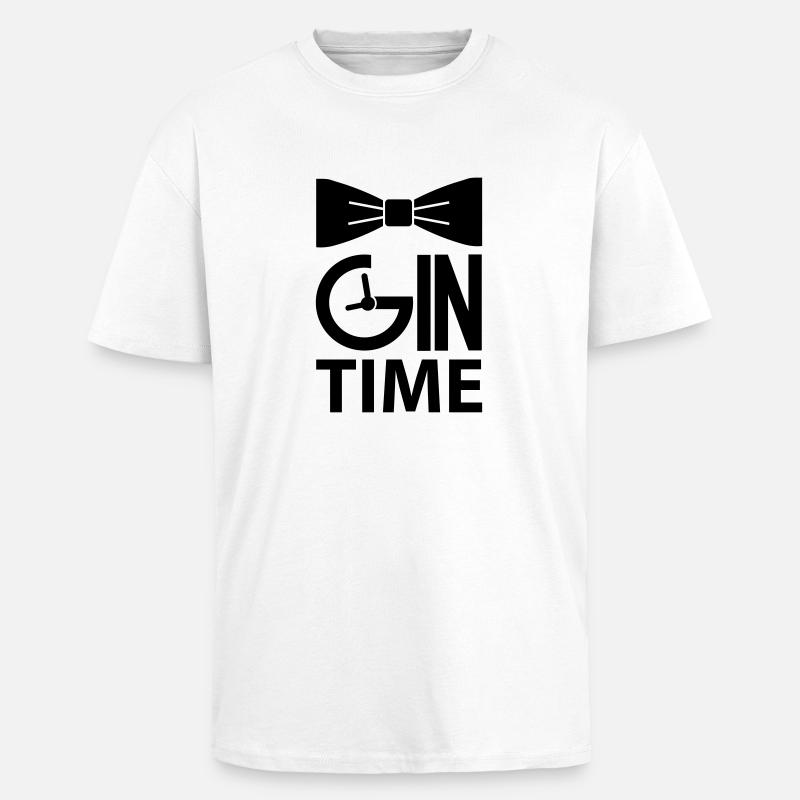 Gin Time - Oversized Heavyweight Unisex T-Shirt - Weiß