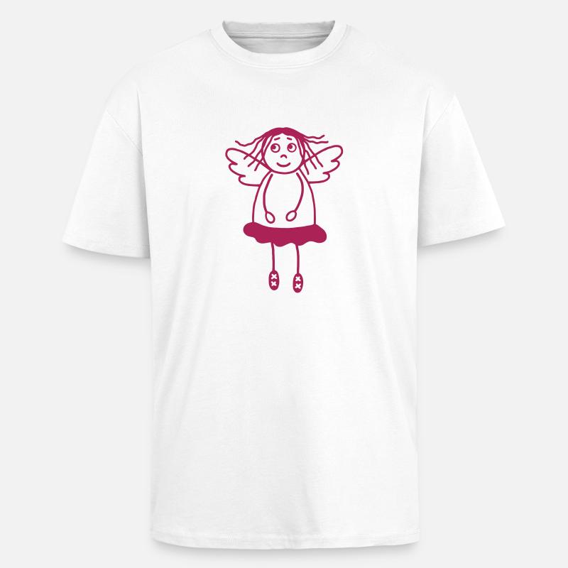 Ange gardien filles - T-shirt unisexe oversize épais - blanc