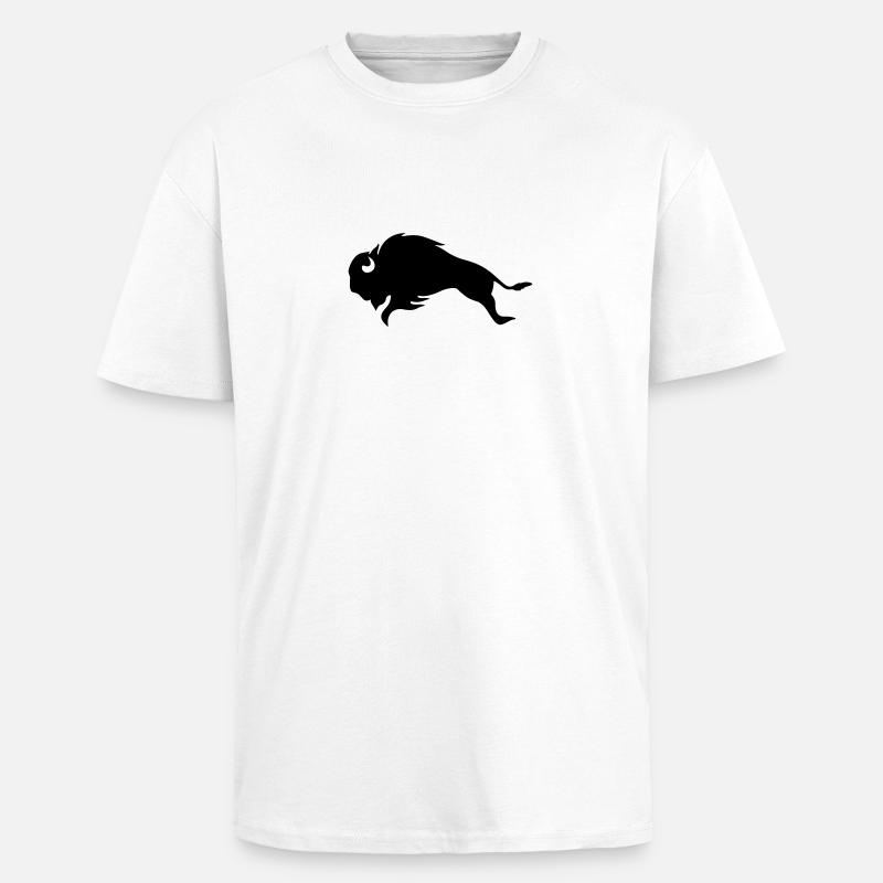 BLACK BISON BULL - Oversized Heavyweight Unisex T-Shirt - Weiß