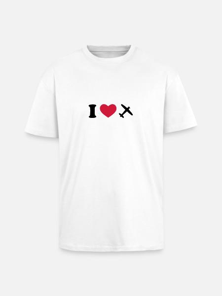 flugzeug - Oversized Heavyweight Unisex T-Shirt - Weiß