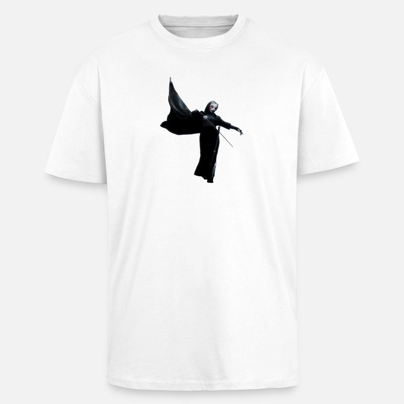 Dunkler Schattenkrieger mit rotem Lichtstab - Oversized Heavyweight Unisex T-Shirt - Weiß