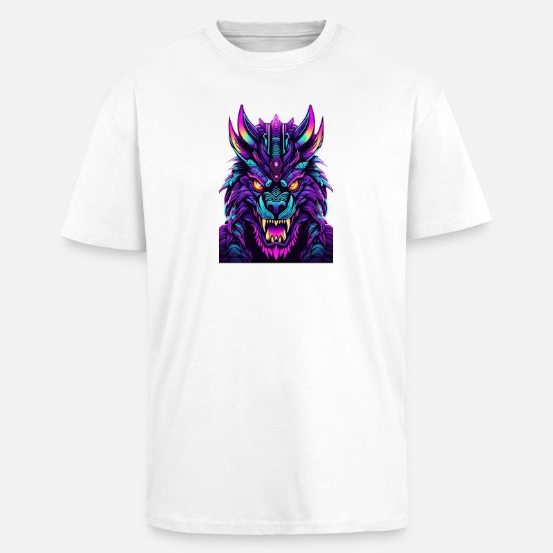 Neon Wolfsgeist - T-shirt unisexe oversize épais - blanc