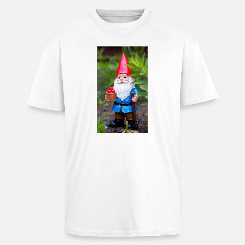 Gartengnom mit Korb - Oversized Heavyweight Unisex T-Shirt - Weiß