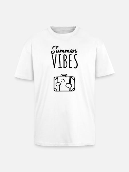Summer Vibes Travel Suitcase - Unisex Oversized Heavyweight T-shirt - white