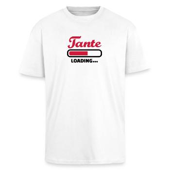 Tante - Oversized Heavyweight Unisex T-Shirt - Weiß - Vorne - Alina (178cm) & Michal (187cm)