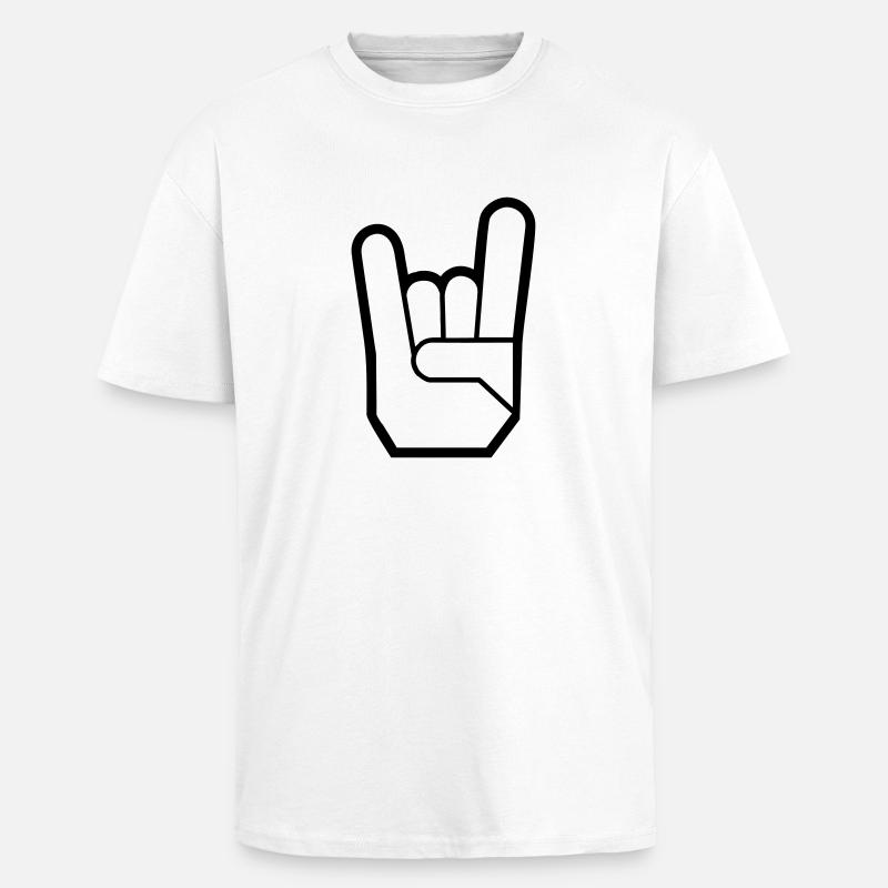 Rock Hand Pommesgabel Devilhand - Oversized Heavyweight Unisex T-Shirt - Weiß