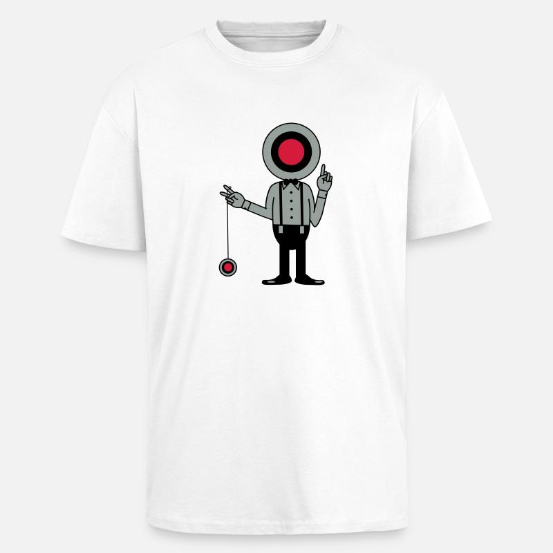 Mann mit Zielscheibe und Jojo - Oversized Heavyweight Unisex T-Shirt - Weiß