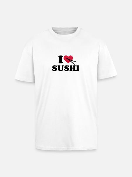 I love Sushi - Unisex Oversized Heavyweight T-shirt - white